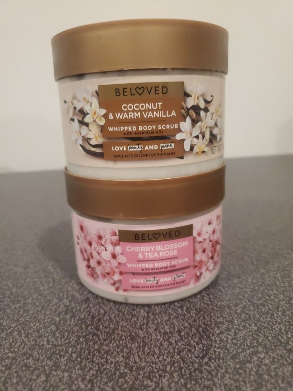 BELOVED BODY CREAM Cherry Blossom & Tea Rose AND Coconut Vanilla Set